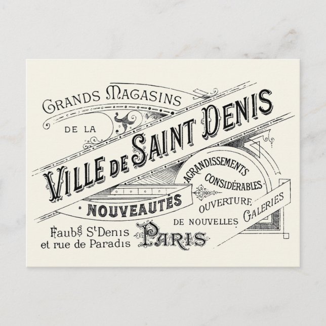 Vintage Paris Deptartment Store Ad Postcard (Front)