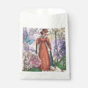 Vintage Paris Eiffel Tower Collage Romantic French Favour Bags