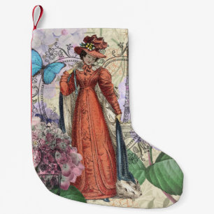 Vintage Paris Eiffel Tower Collage Romantic French Small Christmas Stocking