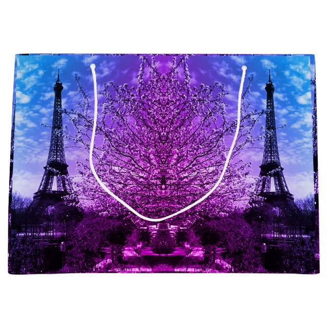 Vintage Paris Eiffel Tower Large Gift Bag (Front)