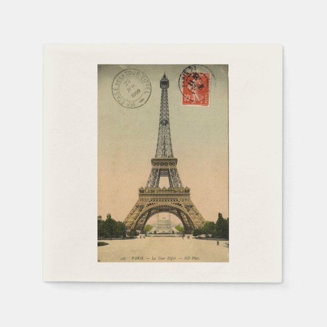 Vintage Paris Eiffel Tower Napkin (Front)