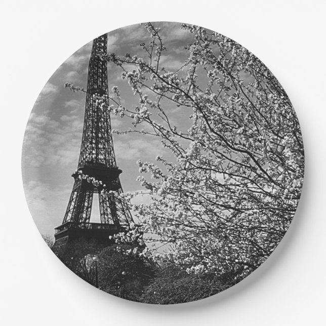 Vintage Paris Eiffel Tower Paper Plate (Front)