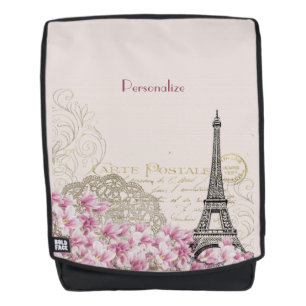 Vintage Paris Eiffel Tower Personalise Backpack