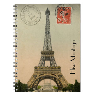 Vintage Paris Eiffel Tower Personalised Notebook