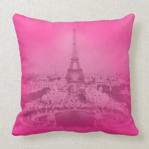 Vintage Paris & Eiffel tower Pink exposure Unique Cushion