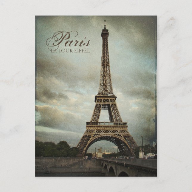 Vintage Paris Eiffel Tower Postcard (Front)