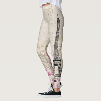 Vintage Paris eiffel tower print leggings
