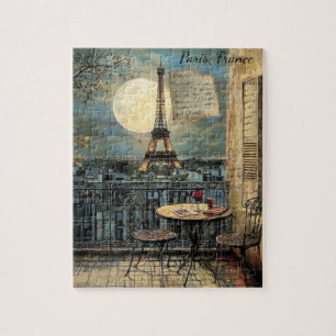 Vintage Paris Eiffel Tower Romantic Travel Art Jigsaw Puzzle