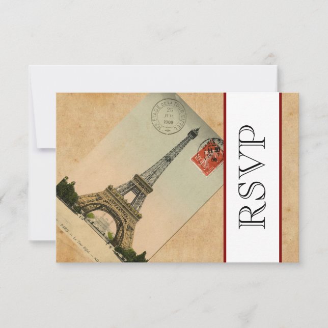 Vintage Paris Eiffel Tower RSVP (Front)