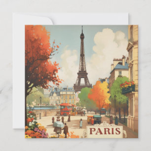 Vintage Paris Eiffel Tower Street Scene