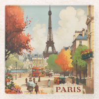 Vintage Paris Eiffel Tower Street Scene