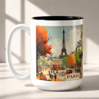 Vintage Paris Eiffel Tower Street Scene