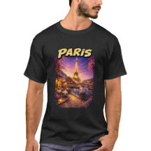 Vintage Paris Eiffel Tower Sunset T-Shirt