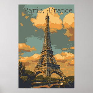 Vintage Paris: Eiffel Tower Travel Poster