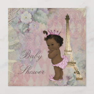 Vintage Paris Ethnic Princess Floral Baby Shower Invitation