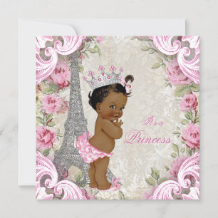 Vintage Paris Ethnic Princess Floral Baby Shower Invitation