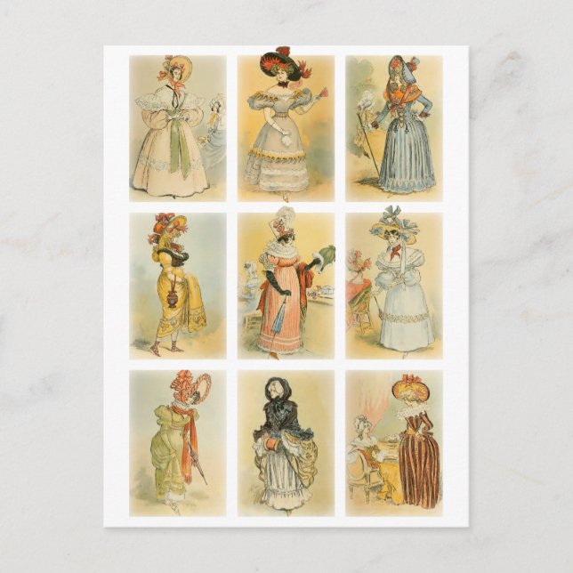 Vintage Paris Fashion (18th and 19th century) Postcard (Front)