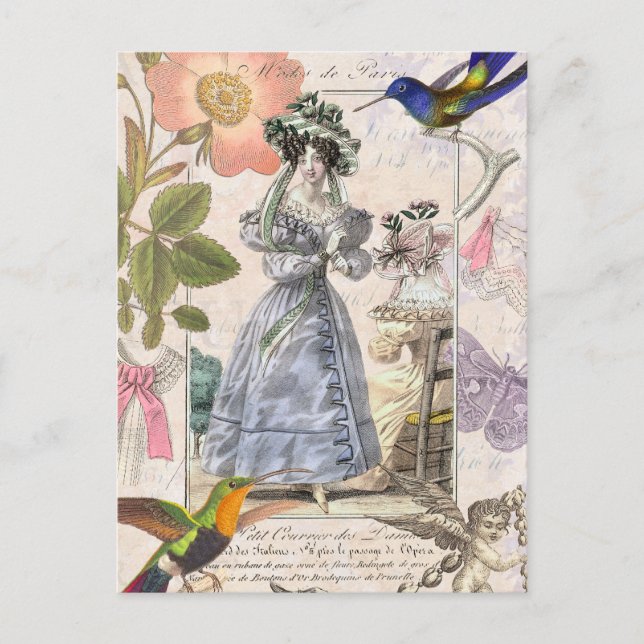 Vintage Paris Fashion Collage Oh La La! Postcard (Front)