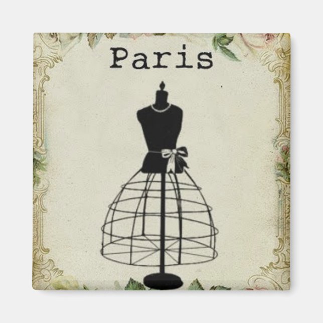 Vintage Paris Fashion Dress Form Magnet (Front)