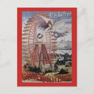 Vintage Paris Ferris Wheel Advertisement Postcard