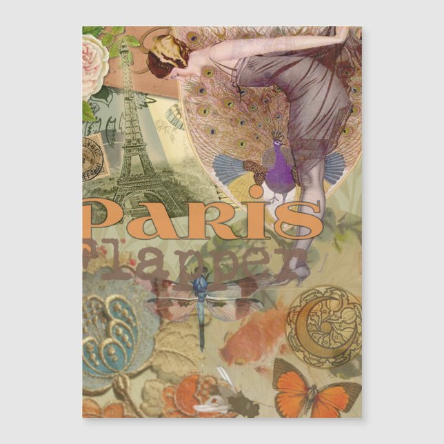 Vintage Paris Flapper Art Deco Peacock Collage (Front)
