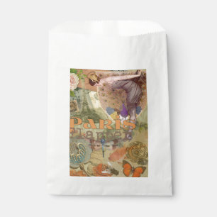 Vintage Paris Flapper Art Deco Peacock Collage Favour Bags