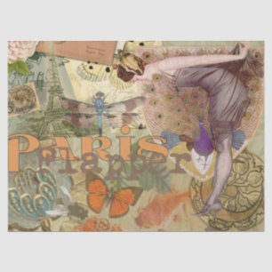 Vintage Paris Flapper Art Deco Peacock Collage Tissue Paper