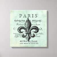Vintage Paris fleur de lis stretched canvas
