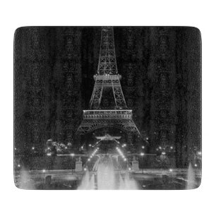Vintage Paris Fontains Tower Eiffel night Cutting Board
