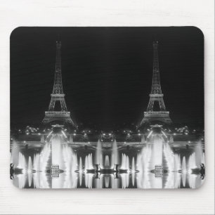 Vintage Paris Fontains Tower Eiffel night Mouse Pa Mat