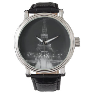 Vintage Paris Fontains Tower Eiffel night Watch