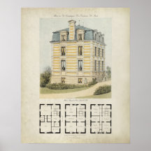 Vintage Paris France Architecture Drawing no. 2