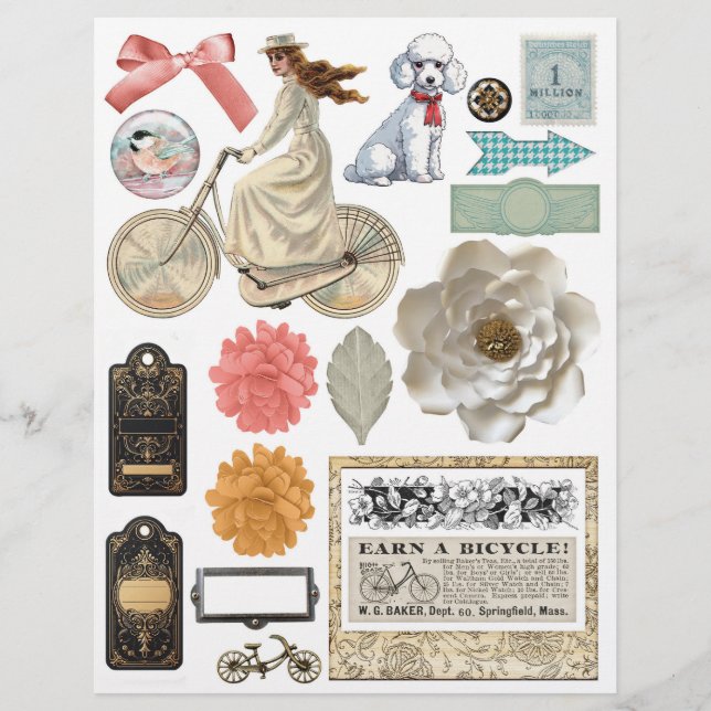 Vintage Paris France Bicycle Ride Ephemera (Front)