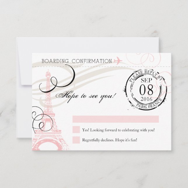 Vintage Paris France Birthday Party RSVP (Front)