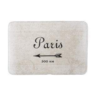 Vintage Paris France Destination Design with Arrow Bath Mat