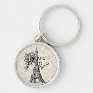 Vintage Paris France Eiffel Tower keychain