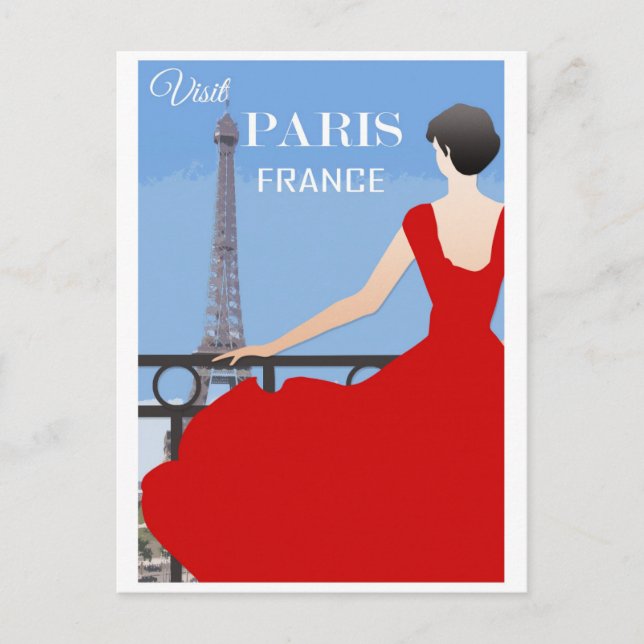 Vintage Paris France Eiffel Tower Travel Postcard (Front)