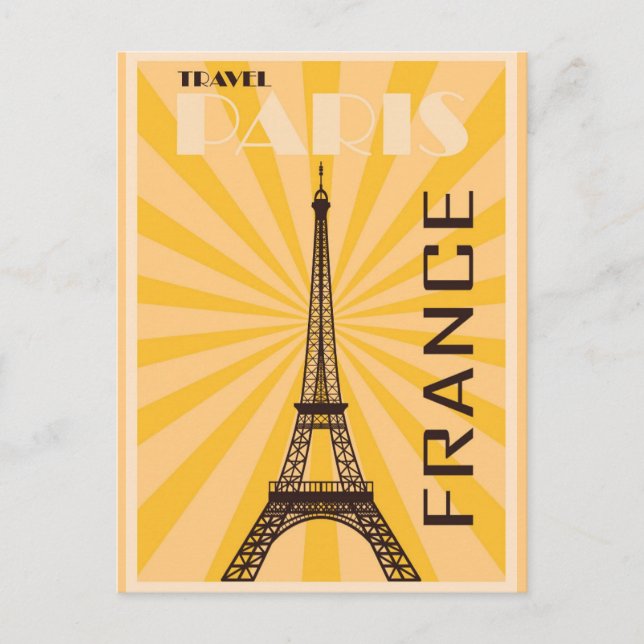 Vintage Paris France Eiffel Tower Travel Poster Postcard (Front)
