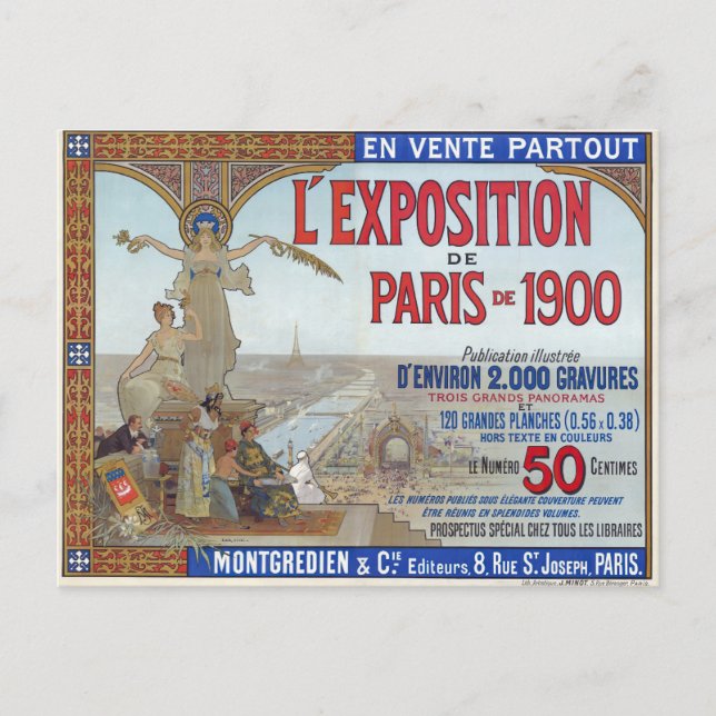 Vintage Paris France French Tourism Advertisement Postcard (Front)