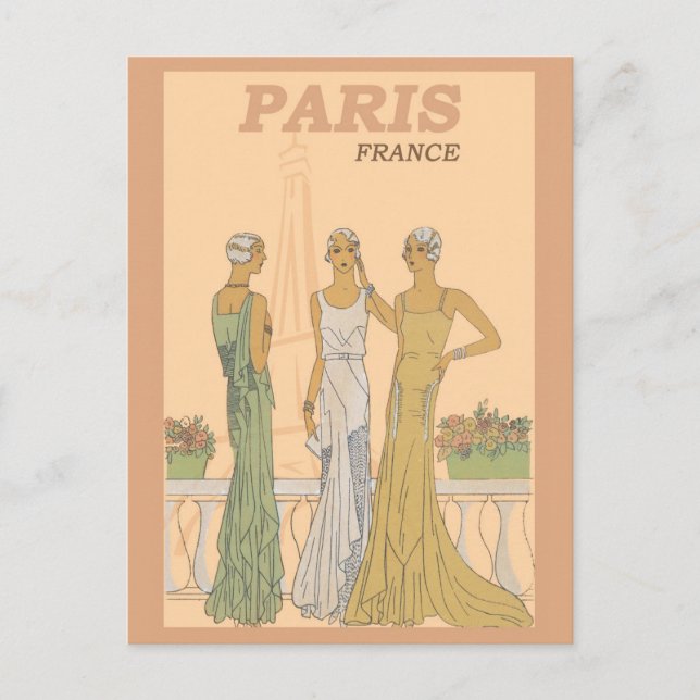 Vintage Paris France French Women Fashion Postcard (Front)