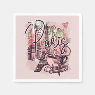 VINTAGE PARIS FRANCE ICONS PAPER DECOUPAGE NAPKIN