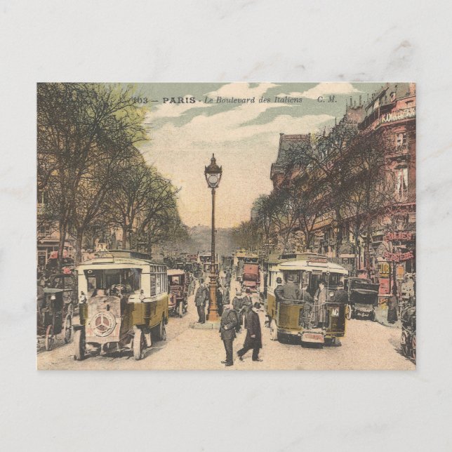 Vintage Paris France Le Boulevard des Italiens  Postcard (Front)