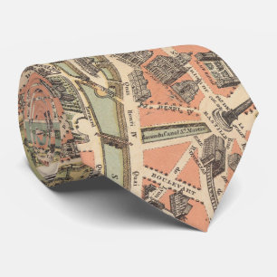 Vintage Paris France Monument Map (1882) Tie