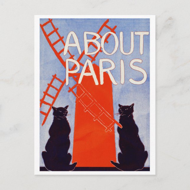 Vintage Paris France Windmill Cats Postcard (Front)