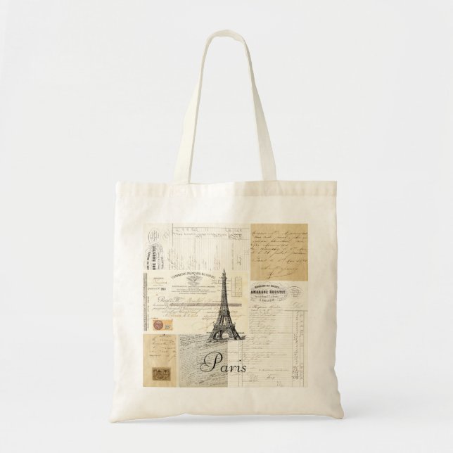 Vintage Paris French Ephemera Tote Bag (Front)