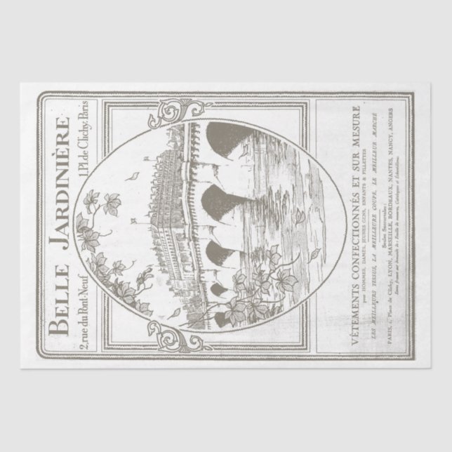 Vintage Paris Garden Poster French Decoupage Tissue Paper (Front)