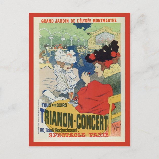 Vintage Paris garden Trianon concert ad Postcard (Front)