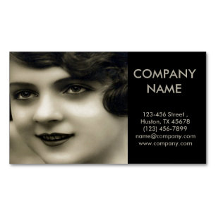 vintage paris girl makeup artist hair stylist Magnetic business card