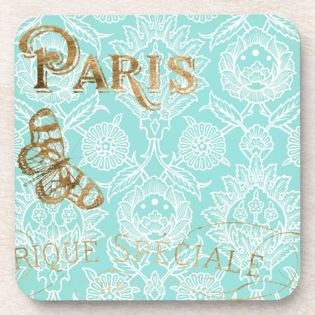 Vintage Paris Gold Design Coaster (Front)