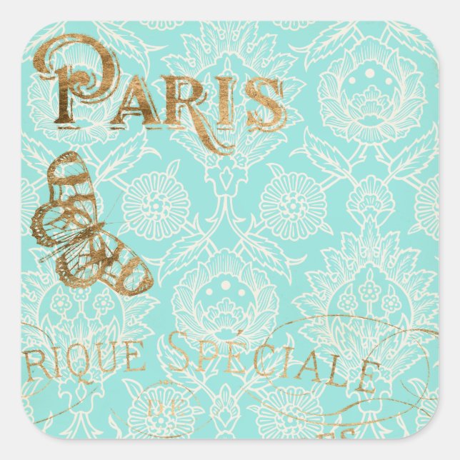 Vintage Paris Gold Design Square Sticker (Front)